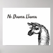 Poster Funny Sassy No Drama Llama Dessin noir et blanc (Devant)