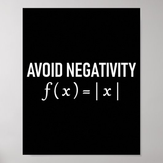 Poster Funny Saying Avoid Negativity Math Equation Men Wo (Devant)