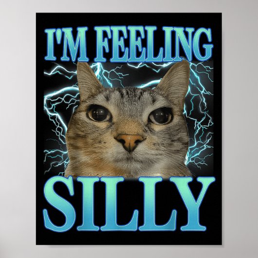 Poster Funny Saying Cat Lover I'm Feeling Silly Cat Meme  (Devant)