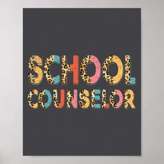 Poster Funny School Counselor Teacher Leopard School Coun (Devant)