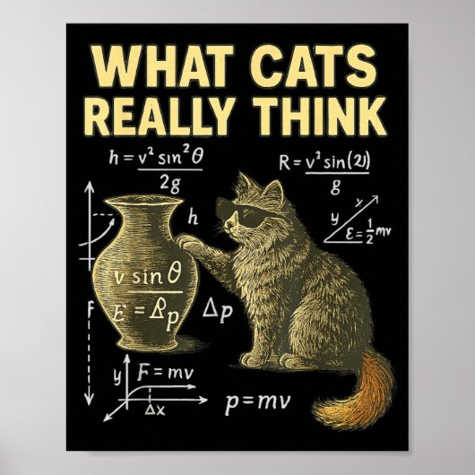 Poster Funny Science Cat Physics What Cats Think Gift Men (Devant)