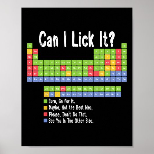 Poster Funny Science Teacher Student Can I Lick It Period (Devant)