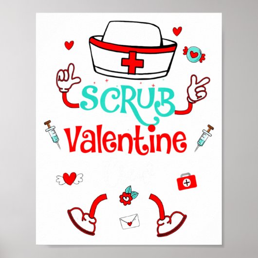 Poster Funny Scrub Valentines Day Nurse Crew Family Group (Devant)