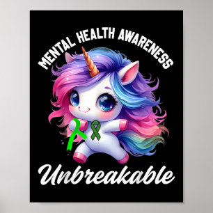 Poster Funny Sensibilisation à la santé mentale Unicorn i
