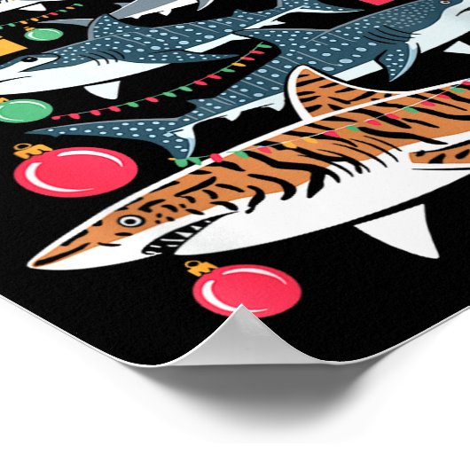 Poster Funny Shark Christmas Tree  (Coin)