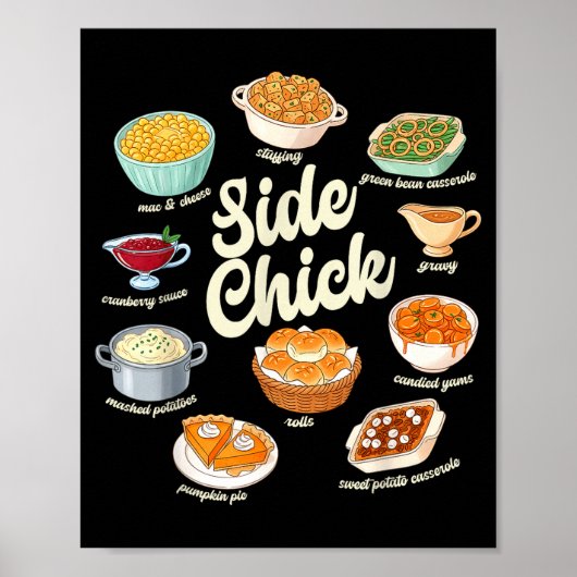 Poster Funny Side Chick Thanksgiving For Men Women (Devant)