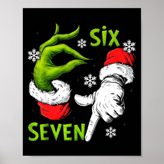 Poster Funny Six Seven 67 Meme 6 7 Christmas Elf Hand Boy (Devant)