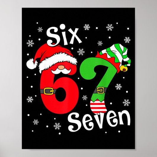 Poster Funny Six Seven 67 Meme 6 7 Elf Santa Christmas Pa (Devant)