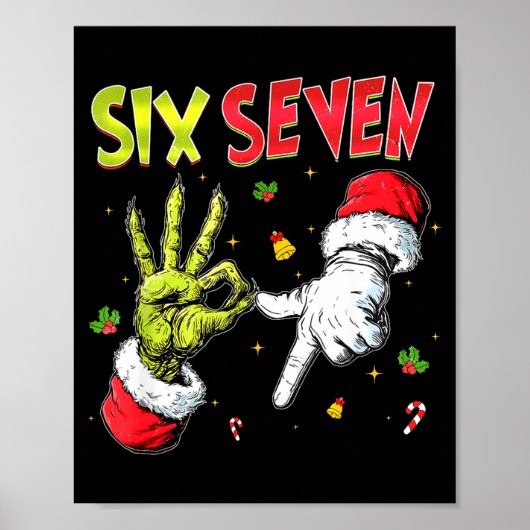 Poster Funny Six Seven 67 Meme Monster Santa Christmas Pa (Devant)