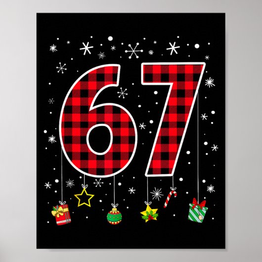Poster Funny Six Seven 6 7 Meme 67 Christmas Red Plaid Xm (Devant)