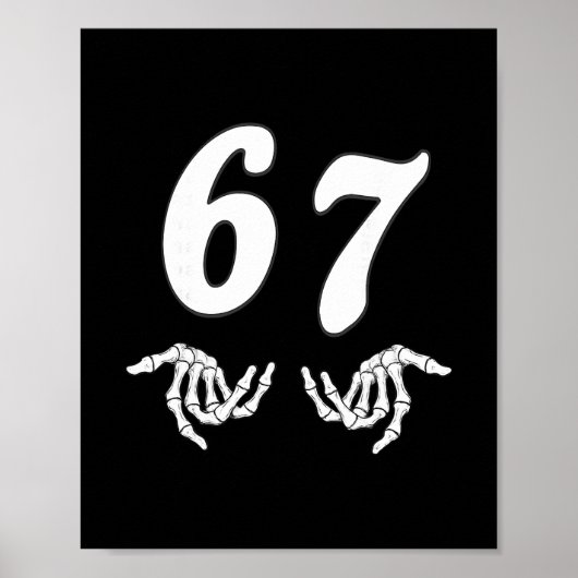 Poster Funny Six Seven 6 7 Meme 67 Skeleton Hand Hallowee (Devant)