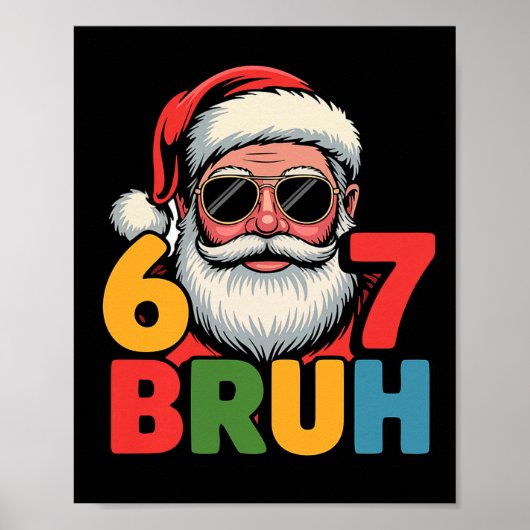 Poster Funny Six Seven 6 7 Meme Santa Christmas Men Boys  (Devant)