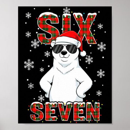 Poster Funny Six Seven Lar Bear Christmas 67 Santa Hat Wi (Devant)