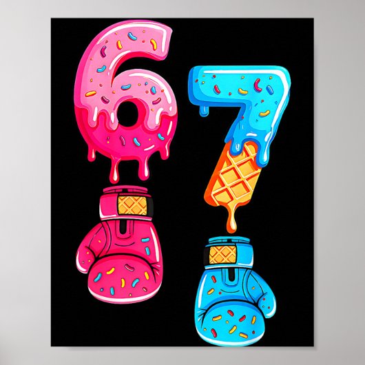 Poster Funny Six Seven Meme Ice Cream Drip 67 Boxing  (Devant)