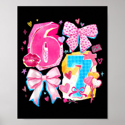 Poster Funny Six Seven Valentine Coquette Bow Preppy Hear (Devant)