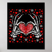 Poster Funny Skeleton Hand Heart Valentines Day Bones Lov (Devant)