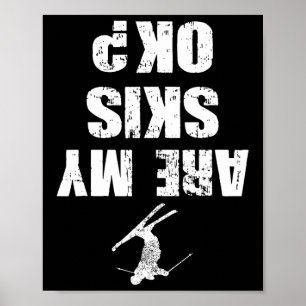 Poster Funny Ski Tee Détresse Ski Hiver Sports Ski