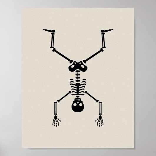 Poster Funny skull doing handstand (Devant)