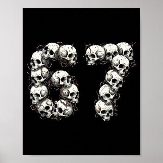 Poster Funny Skulls 6 7 Meme Six Seven Love Halloween  (Devant)
