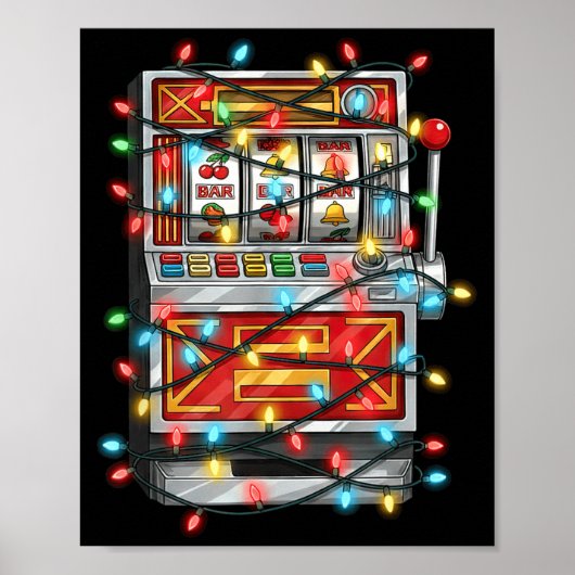 Poster Funny Slot Machine Christmas Graphics Lights Lover (Devant)