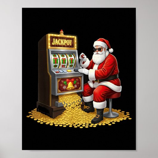 Poster Funny Slot Machine Santa Christmas Graphic Casino  (Devant)
