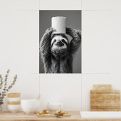 Poster Funny Sloth Bathroom Art Print, Toilet Paper Roll (Cuisine)
