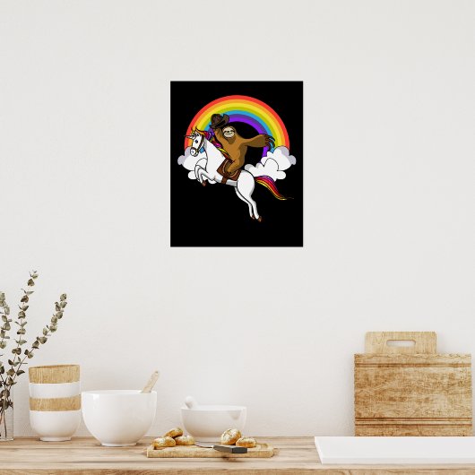 Poster Funny Sloth Cowboy Riding Magique Unicorne Arc en  (Cuisine)