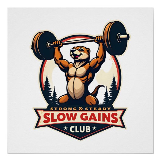 Poster Funny Sloth Gym Shirt Vintage Strong and Slow Desi (Devant)