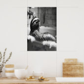 Poster Funny Sloth in Bubble Bath Print, Bathroom Humor (Cuisine)