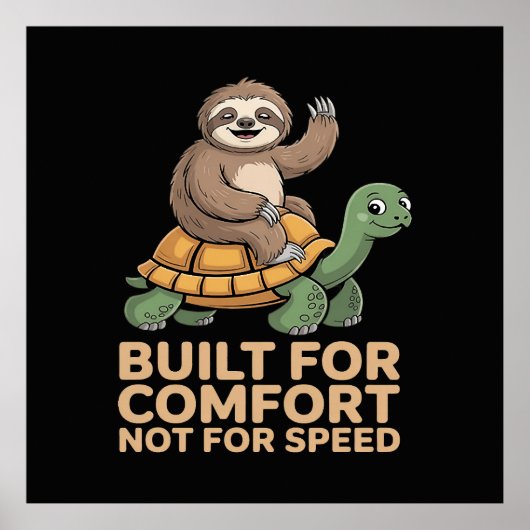 Poster Funny Sloth Riding Turtle (Devant)