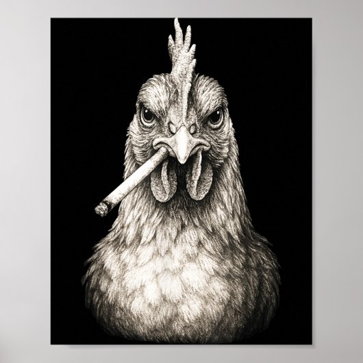 Poster Funny Smoking Chicken Cigarette Gen Z Meme Farm An (Devant)