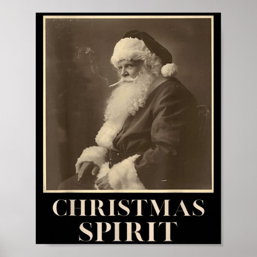 Poster Funny Smoking Santa Claus Christmas Srit Vintage  (Devant)
