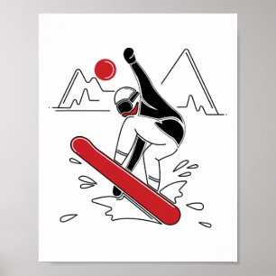 Poster Funny Snowboard - Amateurs de snowboard Cadeau