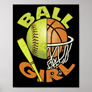 Poster Funny Softball fille de basketball