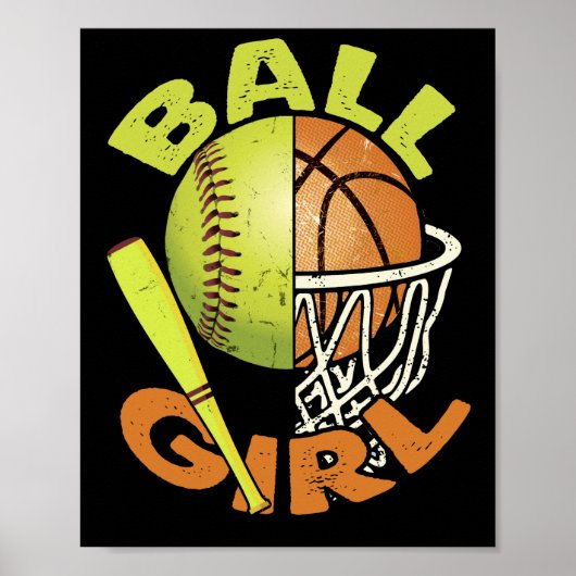 Poster Funny Softball fille de basketball (Devant)
