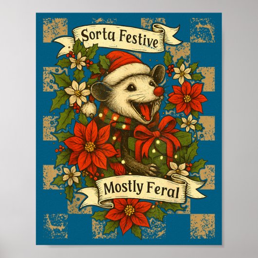 Poster Funny Sorta Festive Mostly Feral Ssum Christmas Os (Devant)