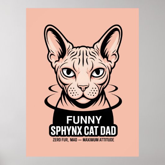 Poster Funny Sphynx Cat Dad Vector Art (Devant)