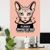 Poster Funny Sphynx Cat Dad Vector Art (Bureau à domicile)