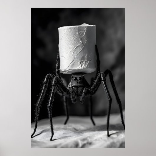 Poster Funny Spider Toilet Paper Roll Bathroom Art Print (Devant)