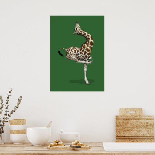 Poster Funny Sporty Giraffe (Cuisine)