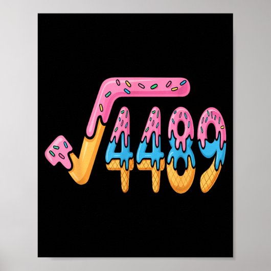 Poster Funny Square Root 4489 Funny 67 Math Ice Cream Mem (Devant)