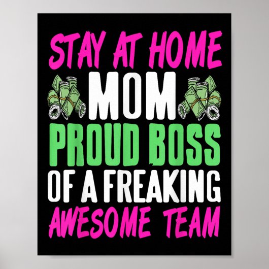 Poster Funny Stay At Home Mom Boss Proud Of Awesome Famil (Devant)