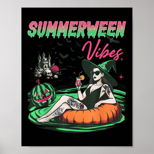 Poster Funny Summerween Vibes Citrouille Vacances Éffraya (Devant)