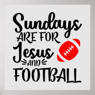 Poster funny Sunday football Jesus word art