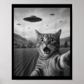 Poster Funny Surprised Ed Cat Selfie With Alien Ufo Cat U (Devant)