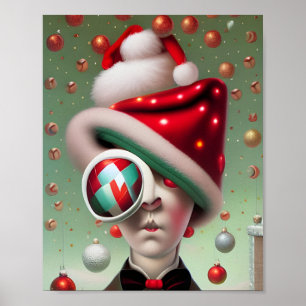 Poster Funny Surreal Santa Hat Character