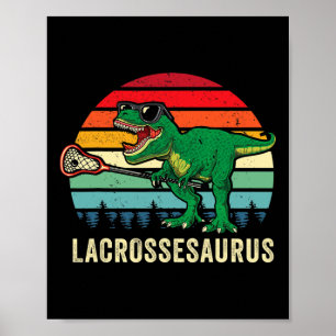 Poster Funny T Rex Lacrosse Dinosaure Lax Garçons Équipe 