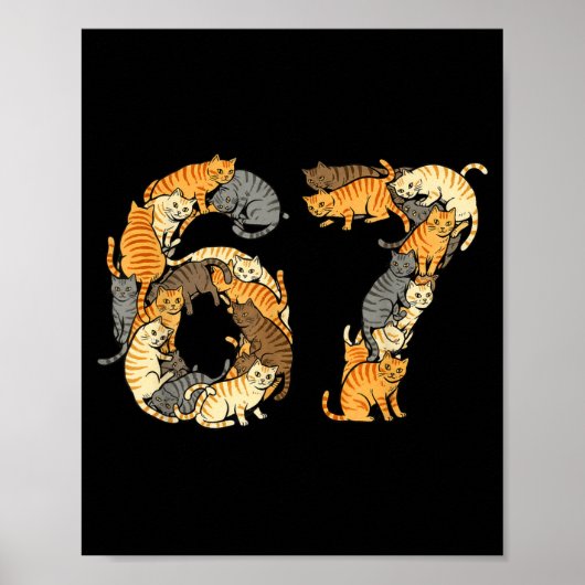 Poster Funny Tabby Cats 6 7 Meme Six Seven Love Alley Cat (Devant)
