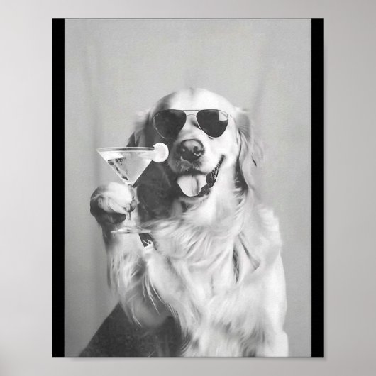 Poster Funny Tail Dog Golden Retriever With Sungles Marti (Devant)