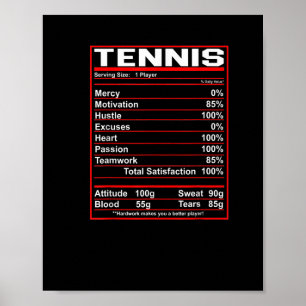 Poster Funny Tennis Nutrition Filles Hommes